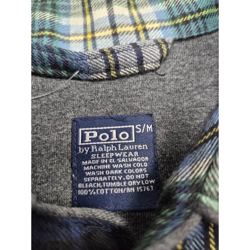 VTG Polo Ralph Lauren Shirt Mens M Green Plaid Flannel Long Sleeve Sleepwear